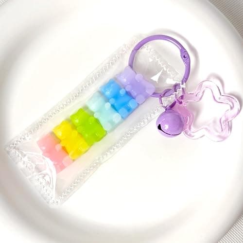 Handmade Rainbow Gummy Bear Taba Squishy Bag Charm - Cute Mini Silicone Fidget Sensory Toy, Soft Sticky and Slow Rebound Stress Relief Squeeze Toy for Relaxation Gift (Gummy Bear) thumbnail 4