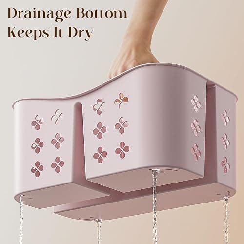 Portable Shower Caddy with Handle, Large Capacity Shower Basket Organizer, Quick-Drain Bathroom Storage Tote, Durable Plastic Shower Organizer for College Dorm, Beach, Gym, Travel Essentials, Pink thumbnail 4