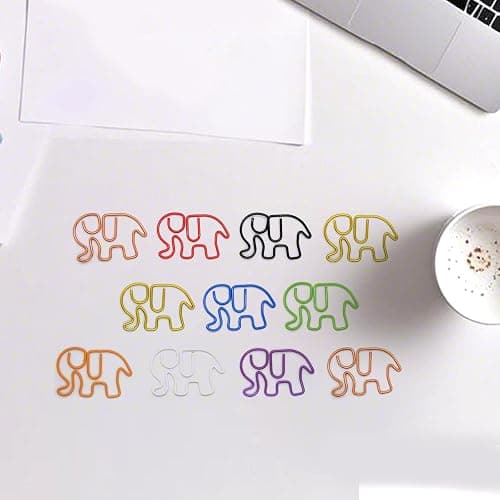 Haowuliao 50 Elephant Paper Clips Bookmarks, Elephant Decor Gifts for Women thumbnail 2