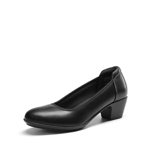 DREAM PAIRS Women's Low Chunky Heels Comfortable Block Work Pumps Closed Round Toe Dress Shoes for Office Business - Image 1