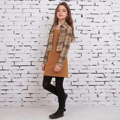 Mirawise Girls Fall Outfits Red Long Sleeve Plaid Dress Shirts Dress 2 Piece Outfits Christmas Clothes thumbnail 3