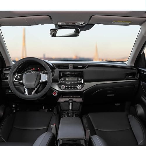 GIANT PANDA Microfiber Leather Steering Wheel Cover for Honda Accord,Civic,CR-V,HR-V,Pilot(Black-Standard Size) thumbnail 6