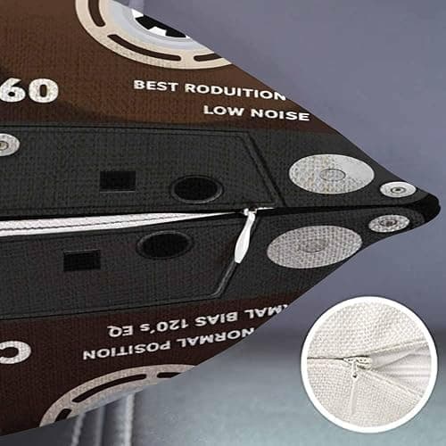 Smooffly Retro Audio Cassette Throw Pillow Music Record Player Low Noise 80s Plastic Tape Waist Lumbar Cotton Linen Throw Pillow case Cushion Cover for Sofa Home Decorative Oblong 12x20 Inches thumbnail 4