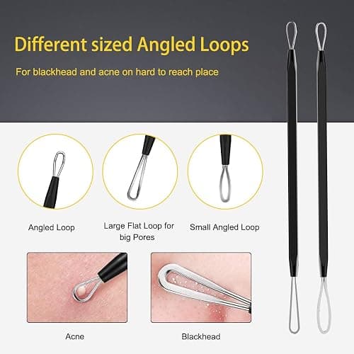 Pimple Popper Tool Kit - Boxoyx 10 Pcs Blackhead Remover Comedone Extractor Kit with Box for Quick and Easy Removal of Pimples, Blackheads, Zit Removing, Forehead,Facial and Nose (Black) thumbnail 2