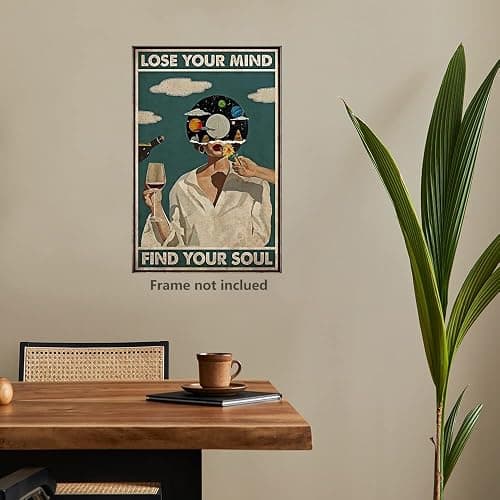 Vintage Lose Your Mind Find Your Soul Poster Mental Health Inspirational Quote Canvas Wall Art Aesthetic Posters Music Girl Print Painting Abstract Wall Decor for Bed Room Bathroom 12x16in Unframed thumbnail 4