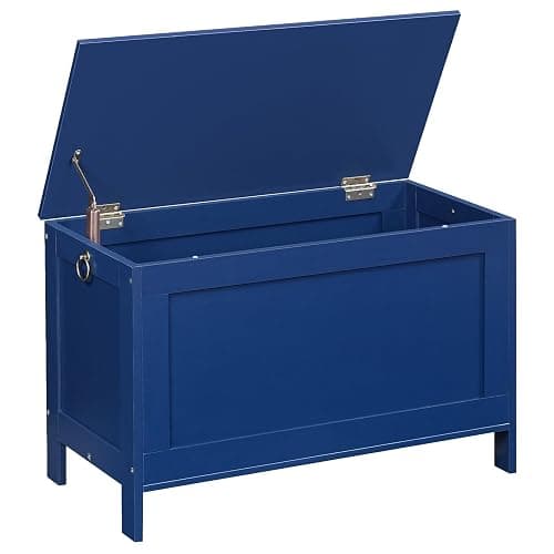 HOOBRO Toy Box, Retro Wooden Look Storage Chest with Safety Hinge, Entryway Storage Bench Supports 220 lb, 29.9 x 15.7 x 18.9 Inches Toy Chest Organizer, Easy Assembly (Blue) BU75CW01G1 - Image 1