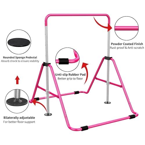 Tepemccu Expandable Gymnastics Bars, Adjustable Height Gymnastic Horizontal Bars, Children Folding Training Bar for Kids thumbnail 5
