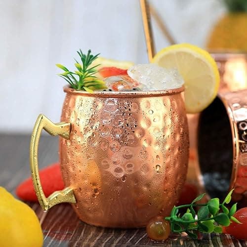 LINALL Moscow Mule Copper Mugs- Set of 4 Copper Plated Stainless Steel Mug 18oz, for Chilled Drinks (4 pcs) thumbnail 2