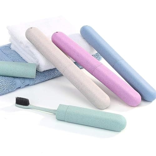 Hooqict 4 Pack Travel Toothbrush Case Portable Travel Toothbrush Holder Plastic Toothbrush Container Protector Cover for Traveling, Camping, Home, School, Business thumbnail 4