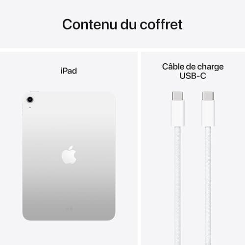 Apple iPad avec Puce A16 : Écran Liquid Retina 11 Pouces, 128 Go, Wi-FI 6, caméras Avant/arrière 12 Mpx, Touch ID, autonomie d’Une journée – Argent thumbnail 6