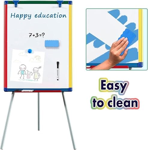 Dry Erase Board White Board for Kids 24x18 inch Art Easel for Kids Magnetic Tripod Whiteboard Art Easel and Flipchart Board with a Height-Adjustable Stand Perfect for Kid thumbnail 4
