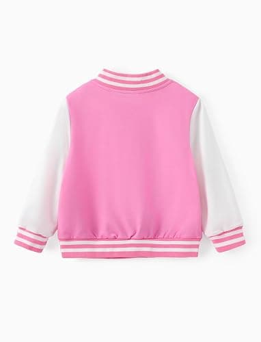 Disney Minnie Mouse Mickey Mouse Stitch Kids Varsity Bomber Jacket Lightweight Button-up Sweatshirt Toddler-Big Kids - Daisy Duck-pink - 8-9 Years thumbnail 2