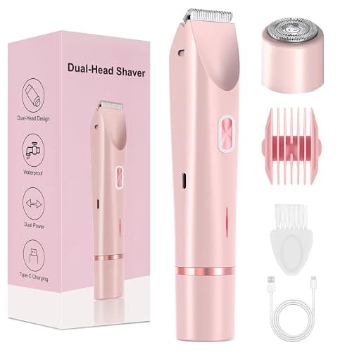CheckSimple 2025 New Bikini Trimmer for Women,Dermave Bikini Shaver,2-in-1 Electric Razors for Women(Pink) - Image 1