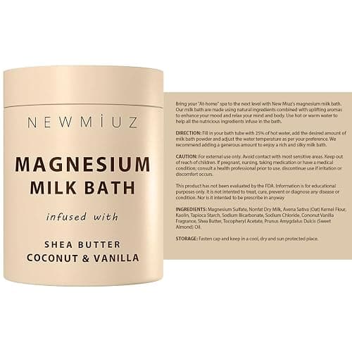 Creamy Magnesium Milk Bath Soak Powder Moisturize Soften Skin Coconut Vanilla Shea Butter Luxury Spa Bath Salt Relaxation Selfcare Gifts for Women thumbnail 8