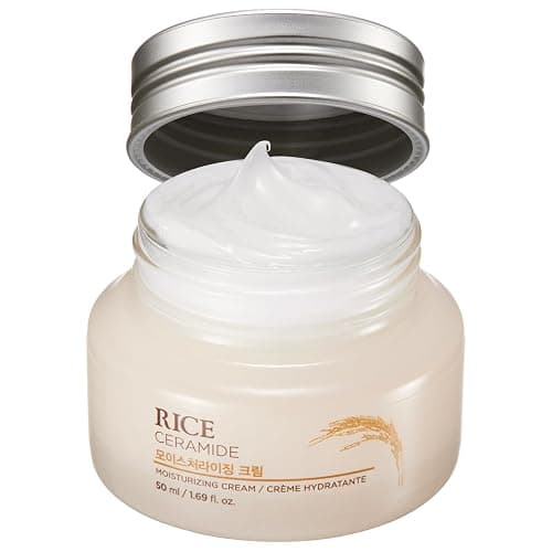 The Face Shop Rice Ceramide Moisturizing Cream - Rice Extract + Rice Bran Oil - Hydrating Targets Dryness, Brightening - Dermatologically Tested - Lightweight Moisturizer Face Cream - Korean Skin Care - Image 1