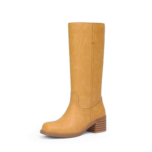 Adolilove Mid Calf Boots for Women Chunky Block Low Heel Square Toe Comfortable Casual Trendy Stylish Boots - Image 1