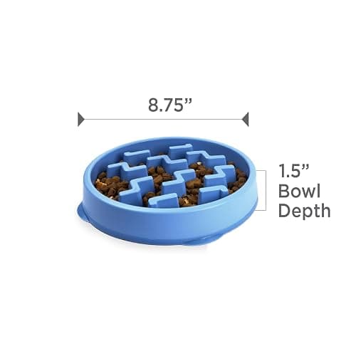 Outward Hound Medium Slow Feeder Bowl, Puzzle Maze for Fast Eaters, Small to Medium Dogs, Helps Prevent Bloat & Aid Digestion, Holds 2 Cups Wet or Dry Food, Non-Slip, Made Without BPA, Blue thumbnail 7