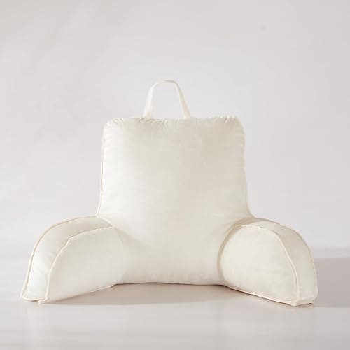 Reading Pillow for Sitting in Bed Adult,Back Pillow for Bed Sitting Up, Pillow,Backrest Back Support Chair Pillow, College Dorm Essentials for Girls and Boys, Velvet Beige L - Large - Beige thumbnail 2