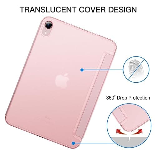 JETech Case for iPad mini (A17 Pro, 2024 Model, 7th Generation) / mini 6 (2021 Model, 6th Generation), Slim Stand Hard Back Shell Smart Cover with Auto Wake/Sleep (Pink) thumbnail 4