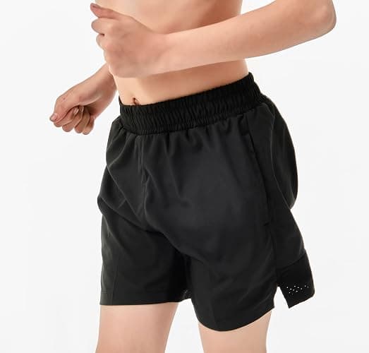 IRELIA 2 Pack Boys Box Brief Liner Compression Zipper Pocket Shorts Kids Quick Dry Active Sports Shorts with Reflective Strip thumbnail 4