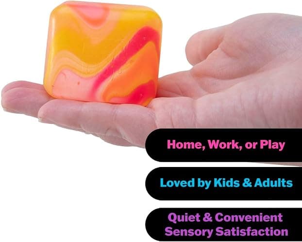Schylling NeeDoh Nice Cube Swirl - Sensory Toy with a Super Solid Squish - Unique, Swirling Color Blend - Ages 3 and Up - Color May Vary - 2 Pack thumbnail 3