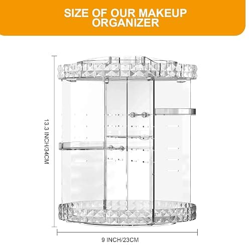 MISERWE Makeup Organizer 360 Degree Rotating 7 Adjustable Layers Large Capacity Cosmetic Organizer Transparent Make Up Organizers and Storage thumbnail 2