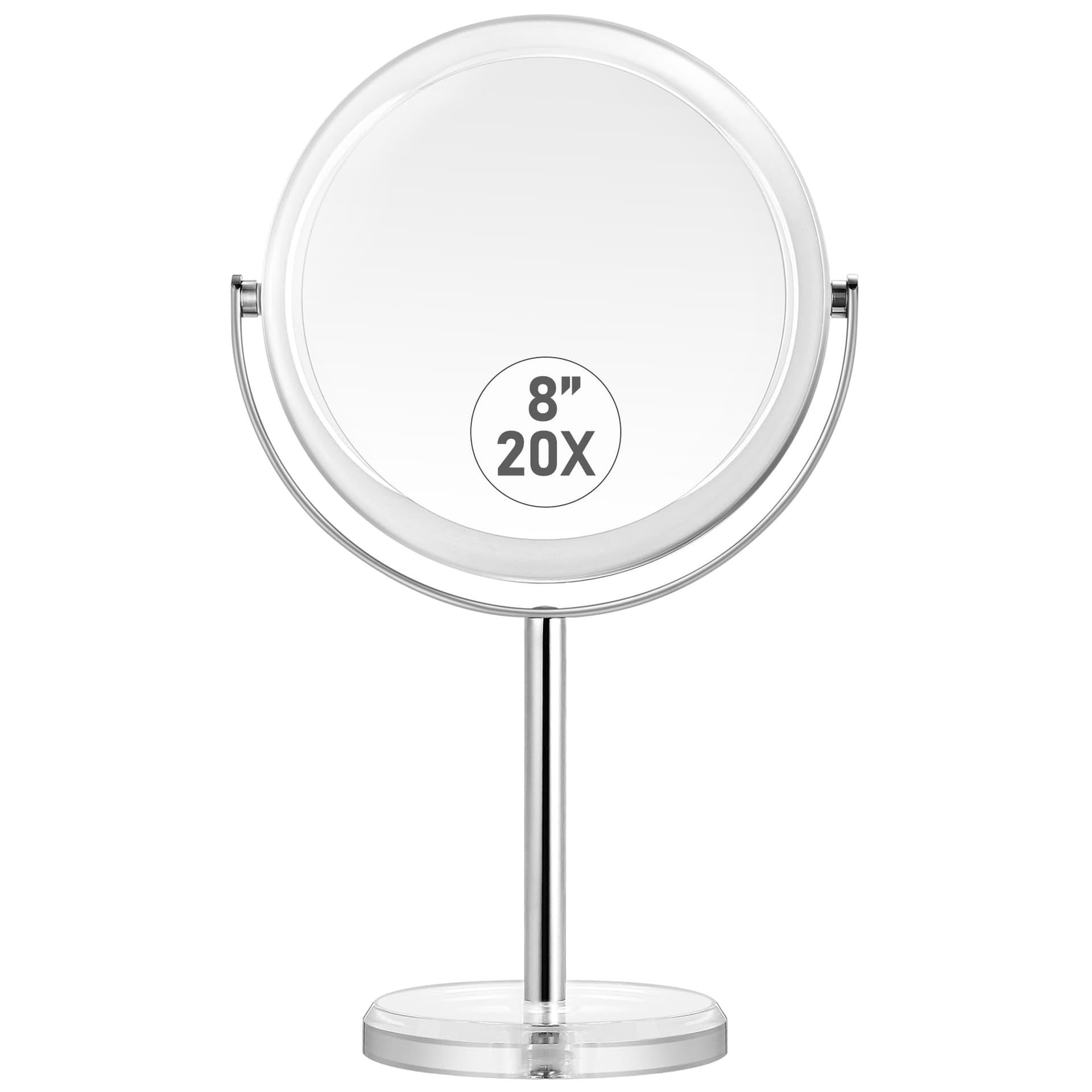 MIYADIVA 20X Magnifying Makeup Mirror,Double Sided 1X & 20X Magnifying Mirror with Stand,Tabletop Magnified Vanity Mirror with 360°Rotation for Bathroom or Bedroom 8 Inch - Image 1