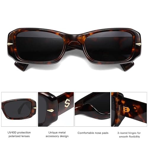 SOJOS Retro Rectangle Polarized Sunglasses Women Men 90s Sunnies UV Protection Womens Mens Sun Glasses SJ2366 thumbnail 4
