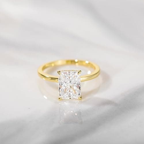 EAMTI 1/2/3/4CT 925 Sterling Silver Engagement Rings Radiant Cut Solitaire Cubic Zirconia CZ Wedding Promise Rings for Her Wedding Bands for Women Size 3-11 thumbnail 2