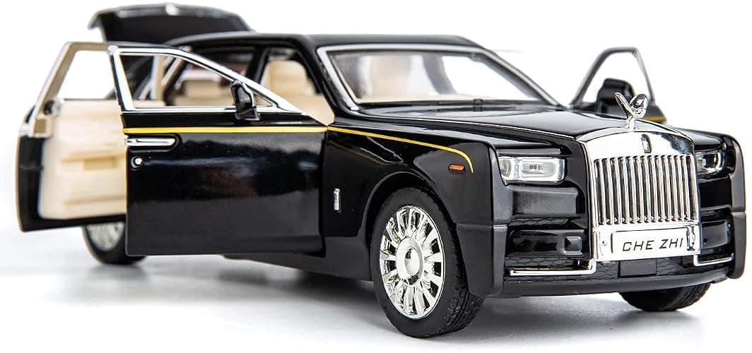 BDTCTK 1/32 Rolls-Royce Phantom Model Car,Zinc Alloy Pull Back Toy car with Sound and Light for Kids Boy Girl Gift (Black) - Image 1