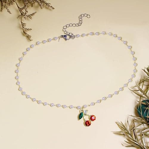 Nova&Aria Chokers Set For Women Heart Pearl Choker Necklaces Flower Pendant Velvet Cute Pink Blue White Black Choker Necklace Classic Tattoo Colorful Lace Chokers thumbnail 4
