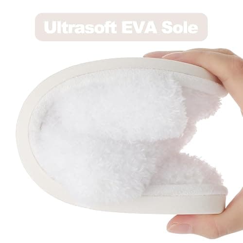 Evshine Women's Fuzzy Slippers Cross Band Memory Foam House Slippers Open Toe thumbnail 6