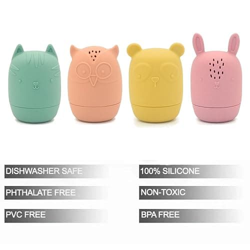 PandaEar Baby Bath Toys, 4 Pack Silicone Bath Toys for Infants Toddlers 6-18 Months, Non Toxic Baby Kids Squeezable Shower Toys thumbnail 3