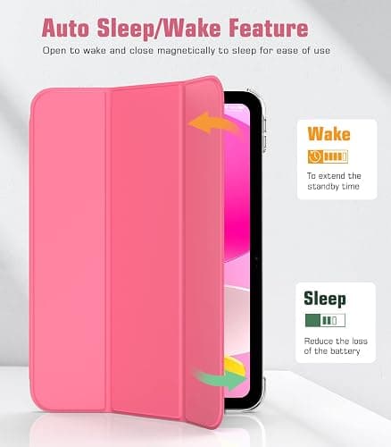 TiMOVO Cover Custodia Compatibile con iPad (A16) 11 Generazione 11 Pollici 2025/iPad 10 Generazione 10,9" 2022, Retro in PC Rigido Semi-Trasparente, Auto Sveglia/Sonno, Anguria Rossa thumbnail 5