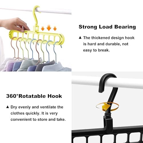 HEYHOUSE Closet Organizers and Storage,College Dorm Room Essentials,Pack of 10 Multifunctional Organizer Magic Space Saving Hangers with 9 Holes Storage Organization for Wardrobe Closet thumbnail 4