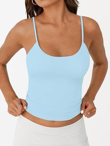 Trendy Queen Double Lined Tops for Women Adjustable Camisole Summer Teens Cute Going Out Spaghetti Strap Crop Tank Tops thumbnail 2