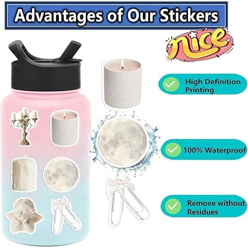 50PCS White Aesthetic VSCO Stickers,Cute Aesthetic Art Coquette Stickers,Waterproof Vinyl Stickers for Laptop,Water Bottles,Computer,Scrapbook thumbnail 4