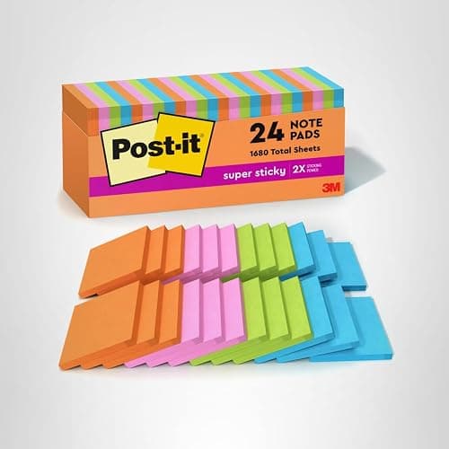 Post-it Super Sticky Notes, 24 Sticky Note Pads, 3 x 3 in., School Supplies, Office Products, Sticky Notes for Vertical Surfaces, Monitors, Walls and Windows, Energy Boost Collection thumbnail 12