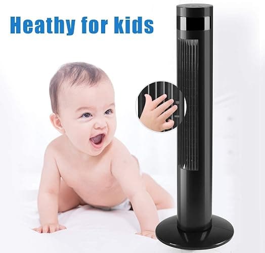 Antarctic Star Tower Fan Portable Electric Oscillating Fan Quiet Cooling Remote Control Standing Bladeless Floor Fans 3 Speeds Wind Modes Timer Bedroom Office (36 inch, Black) | Quiet Cooling Remote Control Standing Bladeless 3 Speeds Wind Modes Timer for Bedroom Office thumbnail 6