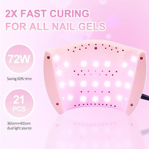 Wisdompark UV Nail Lamp, 72W UV Light for Gel Nails with 21 LED Lights Nail Lamp 3 Speed Timer Fast Curing Poly Gel Polish, Professional Manicure Lamps for Home Salon Nail Art Tools thumbnail 5