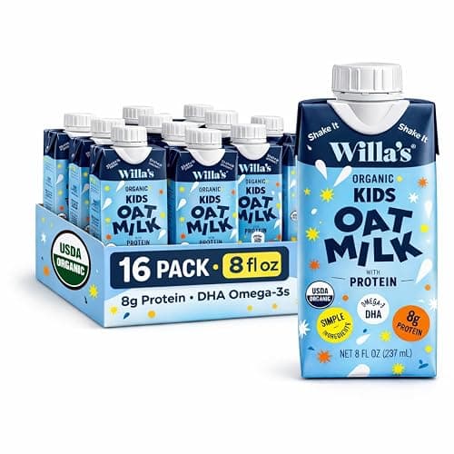 Willa's Organic Kid's Oat Milk with 8g Protein & 240g Calcium, Plant-Based Milk for Kids, Dairy-Free, Bobby Approved, 2g Fiber – 8.25 oz, 16 Pack - Image 1