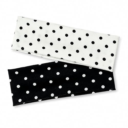 duwieo 2Pcs Classic Black White Polka Dot Wide Headbands, Elastic Non-Slip Soft Polka Dot Headband, Fashion Women Hair Accessories for Yoga Workout Party Daily - Image 1