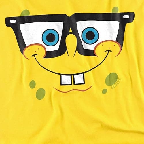Spongebob Nerd Face Unisex Adult T Shirt, Yellow thumbnail 2
