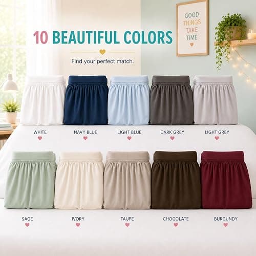 Cottington Lane Ruffled Dorm Room Bed Skirt Twin XL 32 Inch Drop, Hotel Quality Premium Brushed Microfiber Twin Extra Long College Dust Ruffle, Silver Grey thumbnail 7