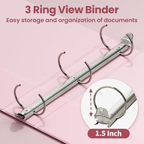 SUNEE 3 Ring Binder 1.5 Inch 2 Pack, Clear View Binder Three Ring PVC-Free (Fit 8.5x11 Inches) for School or Office Supplies, Pink & Blue thumbnail 4