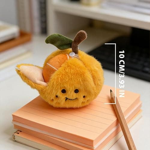 DTREELS Adorable Orange Tangerine Plush Keychain,Peelable Design,Orange Keychain Stuffed Doll Keyring Hanging Ornament Handbag Charm thumbnail 2