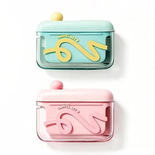2PCS Automatic Pop-Up Portable Floss Dispenser, Travel Sized Storage Case Pop Up Dispenser for Floss Picks, Floss Pick Dispenser One Touch, On-The-Go Oral Care (Pink+Green) - Image 1