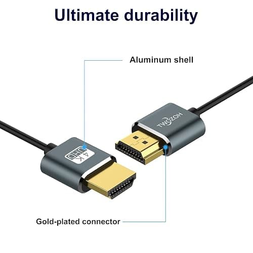 Twozoh Flexible & Slim HDMI Cable 1FT 2 Pack, Ultra Thin HDMI Cord Supports High Speed 4K@60Hz 18gbps 2160P/1080P thumbnail 6