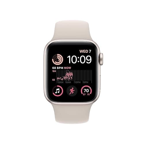 Apple Watch SE (2nd Gen) (GPS + Cellular, 40mm) - Starlight Aluminum Case with Starlight Sport Band, M/L (Renewed) thumbnail 2