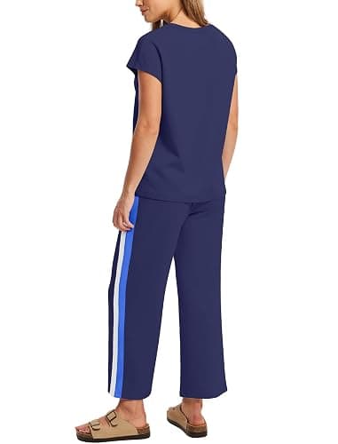 Sampeel Two Piece Sets for Women Summer Vacation Outfits Cap Sleeve Tops Lounge Matching Sets Clothing Beach Fashion Clothes thumbnail 5